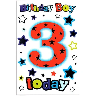 Image of Birthday Card for Three (3) 3rd Year Old boy. Free 1st Class Post (UK)