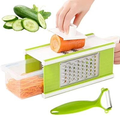 Image of Multi Purpose Vegetable Slicer,Vegetable Chopper,Vegetable Slicer Cutter Four Sided Pro Onion Chopper with Container
