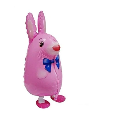 Image of Party Balloons Pink Rabbit Easter Bunny Walking Pet Balloon Animal Airwalker Foil Helium Kids Fun Toy