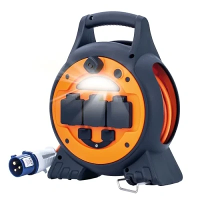 Image of Status 5 in 1 15M Cable Reel, 3 Sockets, USB A &amp; C Ports, 25A RCD, 10A Circuit Breaker, IP44 Weatherproof Ideal for Camping, Caravans, Motorhomes Construction Sites (15M10ACR1PK3)
