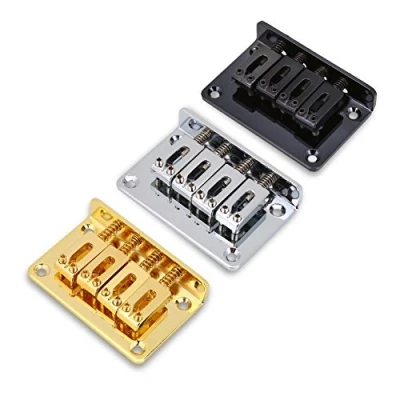 Image of 4 string Fixed Electric Saddle Bridge , Durable Replacement Parts for Cigarbox Guitars Bass Ukulele 60 x 40 13mm(Black)