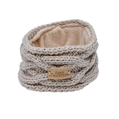 Image of Aran Traditions Kids Age 7/9 Years Warm Winter Cable Knit Headband (Oatmeal)