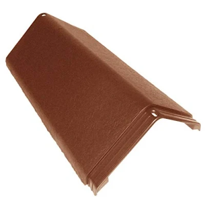 Image of 4 x Terracotta Enviro Tile Ridge Cap Slate Roof Apex Lightweight Synthetic Plastic Roofing