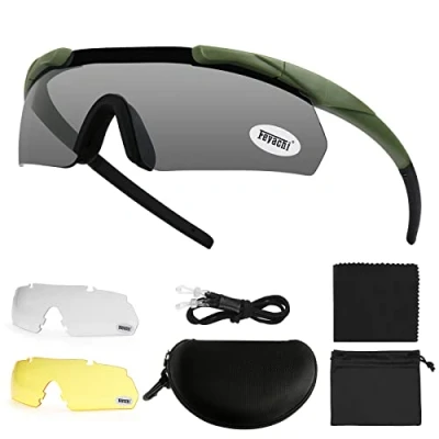 Image of Feyachi Safety Glasses, Tactical Shooting Glasses with 3 Interchangeable Lens, Sunglasses, Clear Cycling Eye Protection Impact Resistant for Work, Hunting, Fishing,