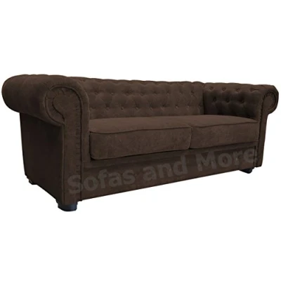 Image of Chesterfield Style Corner Sofa Set 3+2 Seater Armchair Brown Fabric (2 Seater)
