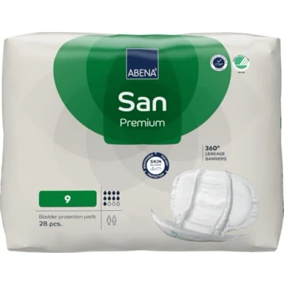Image of ABENA San Premium Mens &amp; Womens Incontinence Pads, Breathable Comfortable, Fast Absorption, Discreet Effective Shaped Pads for Men/Women 9, 2400ml Absorbency, 28PK