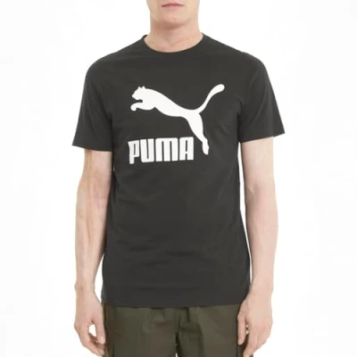 Image of PUMA Men&#039;s Classics Tee T Shirt, Logo/Black, Medium