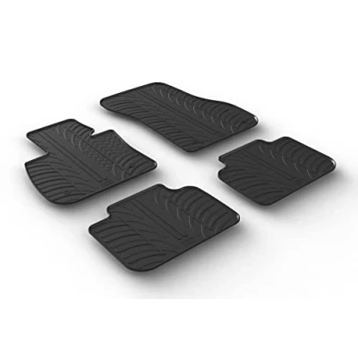 Image of Rubber car mats set (LHD) compatible with BMW X1 F48 2015 2022 incl. Hybrid (T profile 4 pieces + mounting clips)