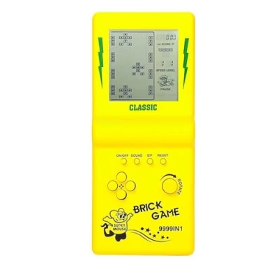 Image of HLF 3.5 inch Large Screen Retro Brick game console for the 80s/90s Building Block Racing/Tank Built in 23 Classic Games Nostalgic Puzzle Children&#039;s (Yellow)