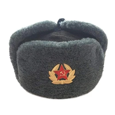 Image of Adults Russian Trapper Hat With Badge Faux Fur Winter Fancy Dress Accessory Grey One Size