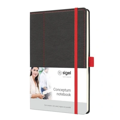 Image of SIGEL CO695 Conceptum Notebook, design Casual, dotted (dot grid), approx. A5, Grey, Red, hardcover, 194 pages