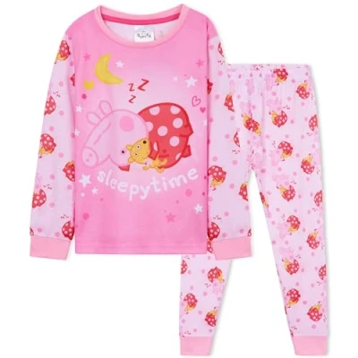 Image of Peppa Pig Girls Long Pyjama Set, Soft Breathable Loungewear PJs Gifts for (Pink, 18 24 Months)