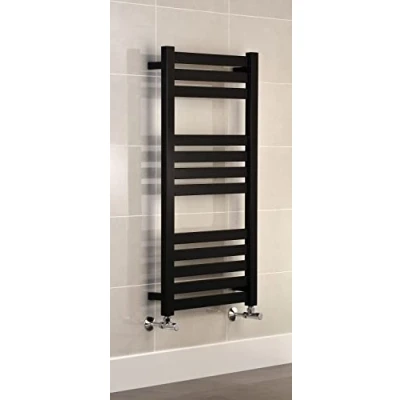 Image of Manissa VAS 500 x 960mm Designer Black Central Heating Towel Warmer Flat Panel Rail