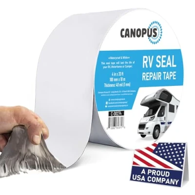 Image of CANOPUS Heavy Duty RV Sealant Tape 10cm x 10m White Butyl Tape, Caravan Seal for Punctures, Motorhome,