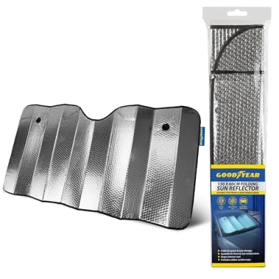 Image of Goodyear Universal Windscreen Folding Foil Sun Shade Car Van Windshield Window