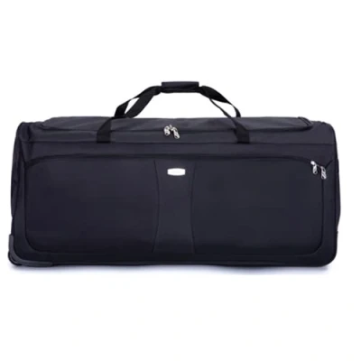 Image of Unisex Wheeled Holdall Duffle Bag Water Resistant PU Base Retractable Trolley Handle Strong Tough Travel Bag, 1,000 Denier Polyester (Black, 42&quot; 107.5 x 45 cm / 205.2L)