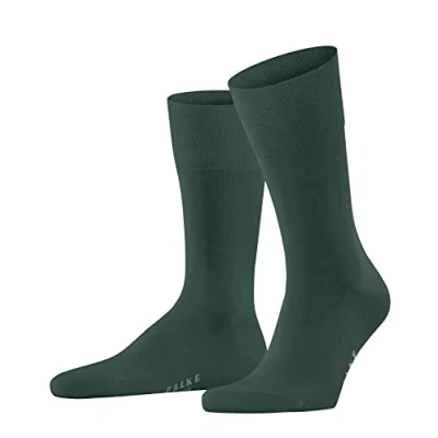 Image of FALKE Men&#039;s Tiago M So Fil D&#039;Écosse Cotton Plain 1 Pair Socks, Green Hunter 7441, 5.5 6.5