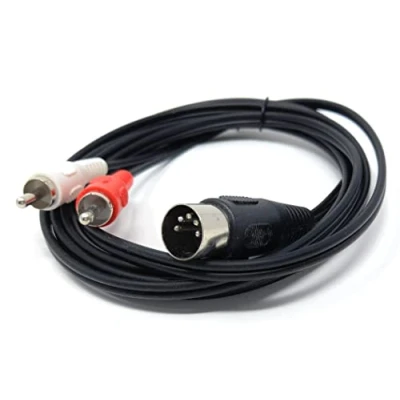 Image of DRUT 2m, 5 Pin Midi Male Din Plug to 2 x RCA Phono plugs Audio Cable (wired 3+5) (6.5ft)