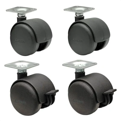 Image of WAGNER furniture castors/double castors 4pcs. set HARD diameter Ø 50 mm, screw on plate 42 x cm, 2 with brakes, load capacity kg/castor 02002688
