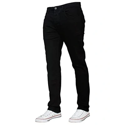 Image of Enzo New Mens Designer Stretch Skinny Slim Blue Denim Jeans All Waist Sizes Black 32 W X 34L