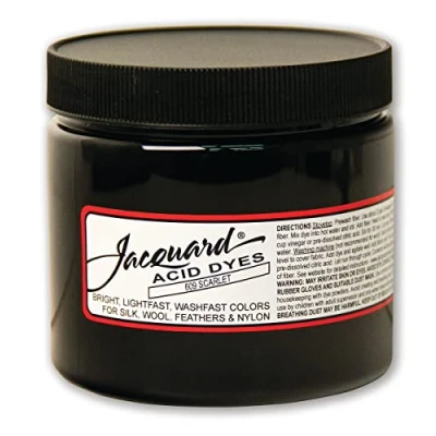 Image of Jacquard Acid Dye for Wool, Silk and Other Protein Fibers, 8 Ounce Jar, Concentrated Powder, Scarlet 609