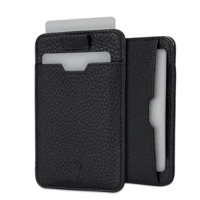 Image of Vaultskin Chelsea Slim Leather Wallet for Front Pocket RFID Blocking Men&#039;s Accessory with Gift Box (Matt Black)