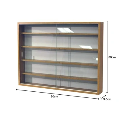 Image of Reveal 4 Shelf Glass Wall Collectors Display Cabinet Oak