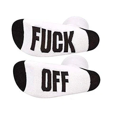 Image of WEKNOWU Unisex Cotton Socks, Funny Fuck Off Letter Printed Socks for Women Men Lovers, White
