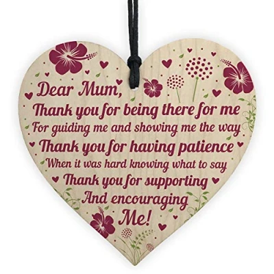 Image of RED OCEAN Dear Mum Mummy From Daughter Birthday Gift For Wooden Heart Plaque Keepsake