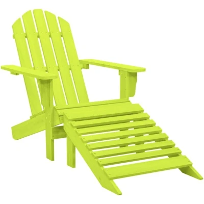 Image of vidaXL Garden Adirondack Chair with Ottoman Solid Fir Wood Green