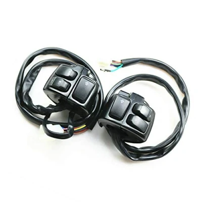 Image of 1&quot; 25mm Handlebar Control Switch + Wire Harness for 1996 2012 Harley Softail Dyna Sportster V Rod 883 1200 Cruiser Chopper Custom (Black)