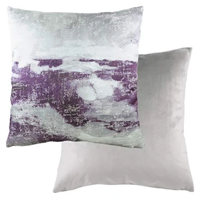 Image of Evans Lichfield Landscape Polyester Filled Cushion, Steel/Purple, 43 x 43cm