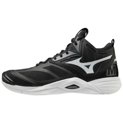Image of Mizuno Men&#039;s Wave Momentum 2 Mid Volleyball Shoe, Black/White, 9 UK