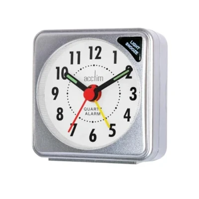 Image of Acctim &quot;Ingot Travel Alarm Clock, Silver, Mini