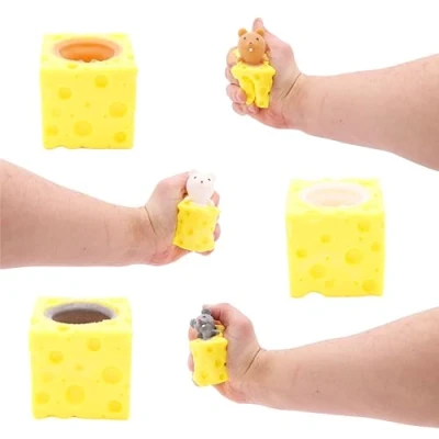 Image of Toyland® Mouse &#039;n&#039; Cheese Novelty Squeeze Toys Assorted Colours 1 Chosen At Random