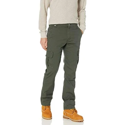 Image of Dickies Men&#039;s Duck Cargo Work Utility Pants, Stonewash Olive Green, 36W x 32L