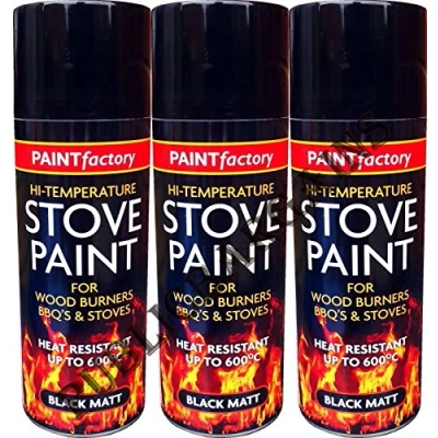 Image of 6 x Heat Resistant Matt Black Spray Paint Stove High Temperature 400ML BBQ&#039;S (6)