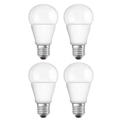 Image of Osram LED Super Star Classic A/LED Lamp, Bulb Shape, with Screw Base: E27, Dimmable, 6 W, 220 to 240 V, 40 W Replacement, Frosted, 2700 K, 4 x Pack of 1