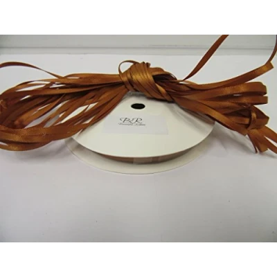 Image of 1 roll of 3mm x 50 metres Satin Ribbon Copper Dark Gold Double Sided 3 mm