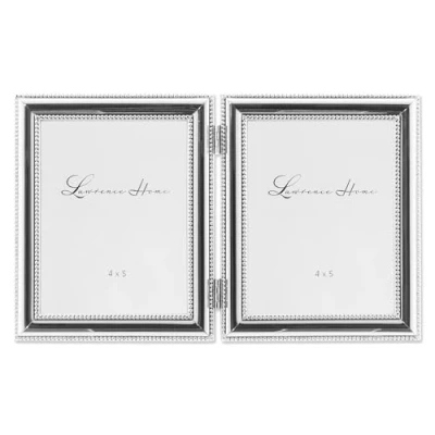 Image of Lawrence Frames 510745D Silver Plated Double Bead Hinged Picture Frame, 4 by 5 Inch