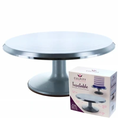 Image of Culpitt Professional Aluminium Cake Decorators Turntable, 310mm (12&quot;), Sturdy &amp; Strong, Smooth Motion Rotating Plate 12 Inch