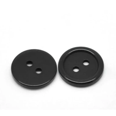 Image of 25pcs Black Round 15mm Ridged Resin Buttons with 2 Sewing Holes. for Cardmaking, Scrapbooking and Other Crafts