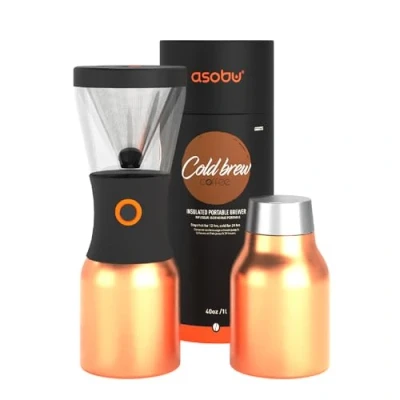Image of asobu Portable Cold Brew Coffee Maker, Double Walled Vacuum Insulated, Resuable 1Ltr, 18/8 Stainless Steel 2 in 1 Carafe for Iced or tea, Airtight, Leak Proof BPA Free