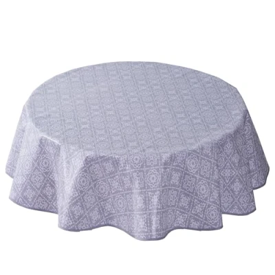 Image of Home Direct Round Oilcloth PVC Wipe Clean Wipeable Tablecloth Table Cover 140cm 55&quot; Light Grey