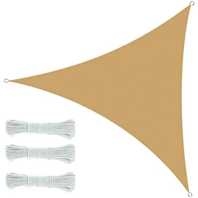 Image of ASAB Garden Sail Shade Sunscreen Patio Canopy 360cm Triangle Awning 90% UV Block Outdoor D Ring Secure Rope Mildew Resistant Plastic Weave Sun Shades for (Sand Colour)