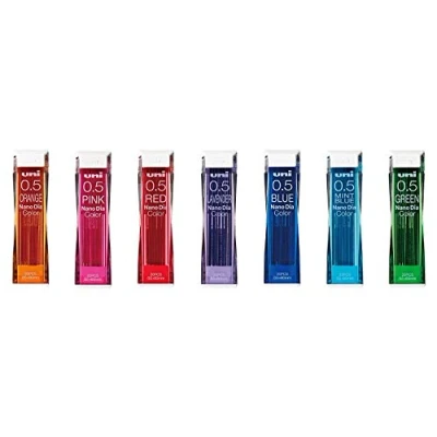 Image of Uni NanoDia Color Mechanical Pencil Leads 0.5mm 7 Set, Pack/total 140 with Ecology Sticky Notes