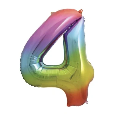 Image of Bright Rainbow Number 4 Foil Balloon, 101cm
