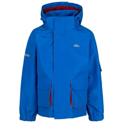 Image of Trespass Kids Waterproof Jacket Reflective Raincoat with Detachable Hood Desic