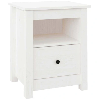 Image of vidaXL Bedside Cabinet White 40x35x49 cm Solid Wood Pine