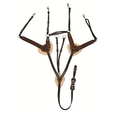 Image of HKM 4000315427451 Horse Breastplate with Martingale Lining Lambskin 2400 Brown Pony